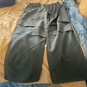 Green Low Rise Parachute Pants